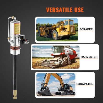 Grease Pump, 50:1 Pressure Ratio Air Operated Grease Pump with 3.88 m High Pressure Hose and Grease Gun, Pneumatic Grease Pump, Portable Lubrication Grease Pump with 360° Swivel Grease Gun Head.