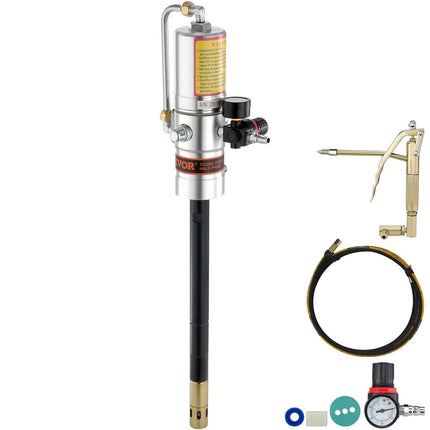 Grease Pump, 50:1 Pressure Ratio Air Operated Grease Pump with 3.88 m High Pressure Hose and Grease Gun, Pneumatic Grease Pump, Portable Lubrication Grease Pump with 360° Swivel Grease Gun Head.