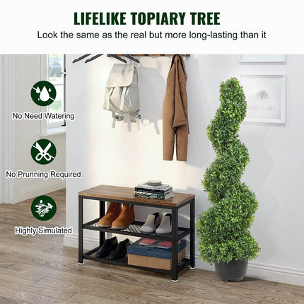 Artificial Topiaries Boxwood Trees, 7.6cm Tall (2 Pieces) Faux Topiary Plant Outdoor, All-year Green Feaux Plant w/ Replaceable Leaves for Decorative Indoor/Outdoor/Garden.