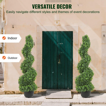 Artificial Topiaries Boxwood Trees, 7.6cm Tall (2 Pieces) Faux Topiary Plant Outdoor, All-year Green Feaux Plant w/ Replaceable Leaves for Decorative Indoor/Outdoor/Garden.