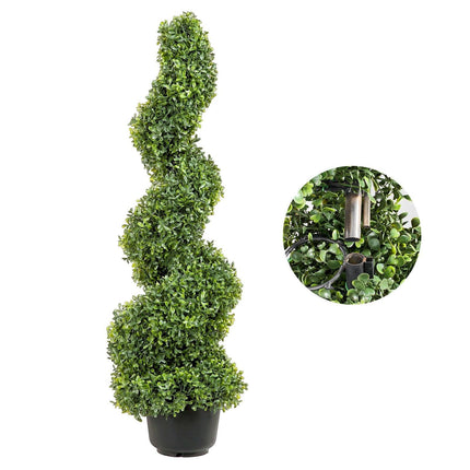 Artificial Topiaries Boxwood Trees, 7.6cm Tall (2 Pieces) Faux Topiary Plant Outdoor, All-year Green Feaux Plant w/ Replaceable Leaves for Decorative Indoor/Outdoor/Garden.