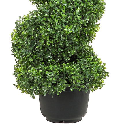 Artificial Topiaries Boxwood Trees, 7.6cm Tall (2 Pieces) Faux Topiary Plant Outdoor, All-year Green Feaux Plant w/ Replaceable Leaves for Decorative Indoor/Outdoor/Garden.