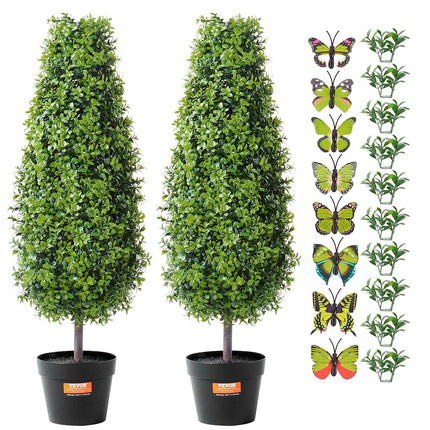 2 Pack 91.4cm Artificial Boxwood Topiary Tree Faux Plant UV Decor In/Outdoor.