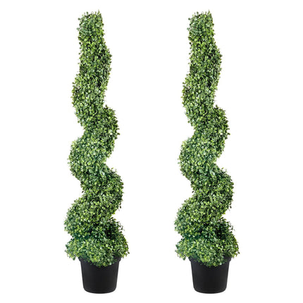 Artificial Topiaries Boxwood Trees, 10cm Tall (2 Pieces) Faux Topiary Plant Outdoor, All-year Green Feaux Plant w/ Replaceable Leaves for Decorative Indoor/Outdoor/Garden.