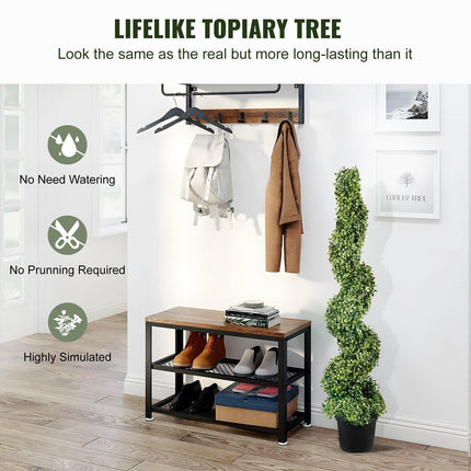 Artificial Topiaries Boxwood Trees, 10cm Tall (2 Pieces) Faux Topiary Plant Outdoor, All-year Green Feaux Plant w/ Replaceable Leaves for Decorative Indoor/Outdoor/Garden.