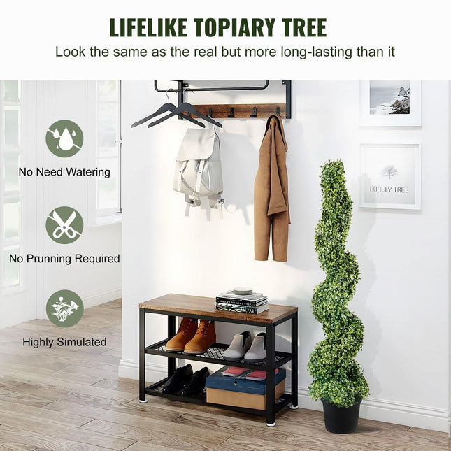 Artificial Topiaries Boxwood Trees, 10cm Tall (2 Pieces) Faux Topiary Plant Outdoor, All-year Green Feaux Plant w/ Replaceable Leaves for Decorative Indoor/Outdoor/Garden.
