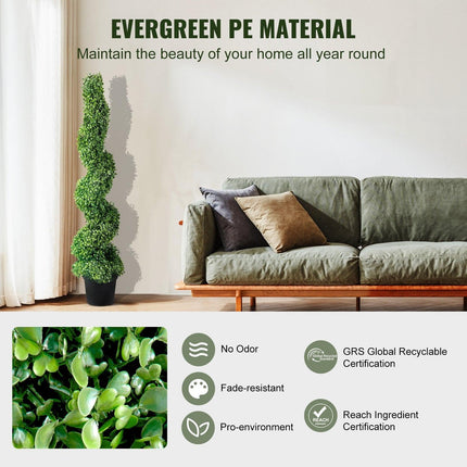 Artificial Topiaries Boxwood Trees, 10cm Tall (2 Pieces) Faux Topiary Plant Outdoor, All-year Green Feaux Plant w/ Replaceable Leaves for Decorative Indoor/Outdoor/Garden.
