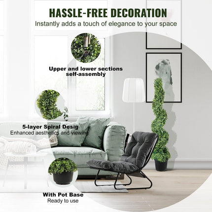 Artificial Topiaries Boxwood Trees, 10cm Tall (2 Pieces) Faux Topiary Plant Outdoor, All-year Green Feaux Plant w/ Replaceable Leaves for Decorative Indoor/Outdoor/Garden.