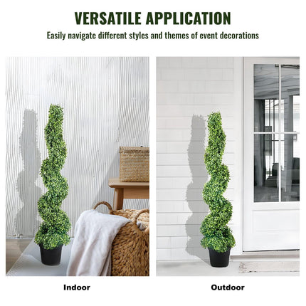 Artificial Topiaries Boxwood Trees, 10cm Tall (2 Pieces) Faux Topiary Plant Outdoor, All-year Green Feaux Plant w/ Replaceable Leaves for Decorative Indoor/Outdoor/Garden.