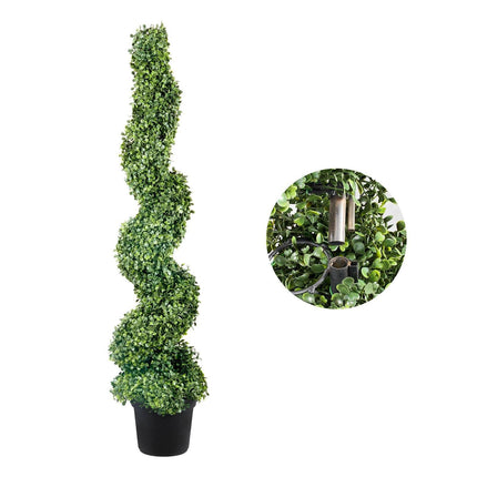 Artificial Topiaries Boxwood Trees, 10cm Tall (2 Pieces) Faux Topiary Plant Outdoor, All-year Green Feaux Plant w/ Replaceable Leaves for Decorative Indoor/Outdoor/Garden.