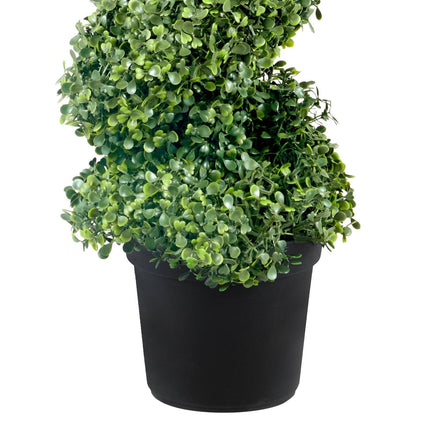 Artificial Topiaries Boxwood Trees, 10cm Tall (2 Pieces) Faux Topiary Plant Outdoor, All-year Green Feaux Plant w/ Replaceable Leaves for Decorative Indoor/Outdoor/Garden.