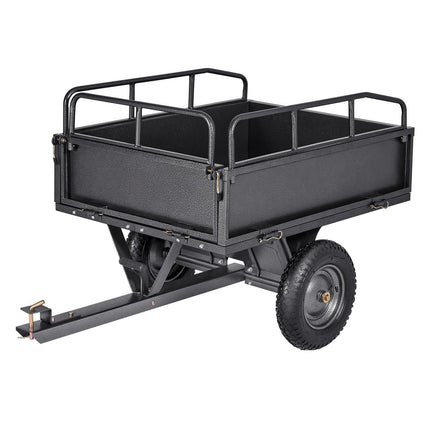 Garden Utility Trailer, 10 Cu. Ft & 227 kg Capacity, ATV UTV Hauling Trailer, Tow Behind Steel Dump Cart with 14" Tires, Hand Pull or Foot Pedal, Heavy Duty Yard Trailers for Lawn Mower Tractor.