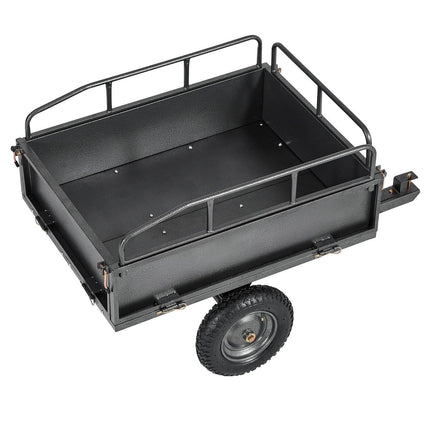 Garden Utility Trailer, 10 Cu. Ft & 227 kg Capacity, ATV UTV Hauling Trailer, Tow Behind Steel Dump Cart with 14" Tires, Hand Pull or Foot Pedal, Heavy Duty Yard Trailers for Lawn Mower Tractor.