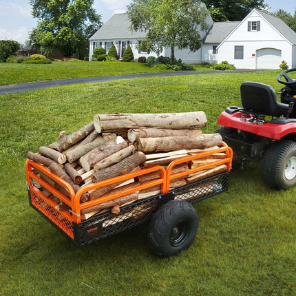Heavy Duty Steel ATV Dump Trailer, 1500-Pound Load Capacity 15 Cubic Feet, Tow Behind Dump Cart Garden Trailer, with Removable Sides and 2 Tires, for Mowers, Tractors, ATV, UTV.