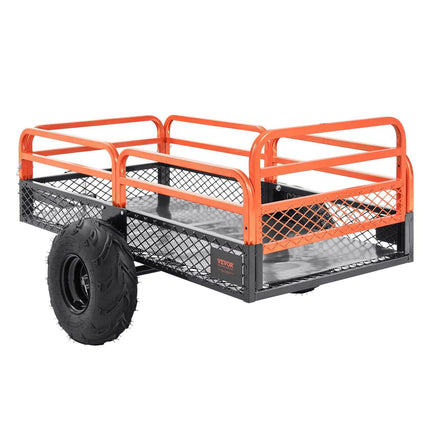 Heavy Duty Steel ATV Dump Trailer, 1500-Pound Load Capacity 15 Cubic Feet, Tow Behind Dump Cart Garden Trailer, with Removable Sides and 2 Tires, for Mowers, Tractors, ATV, UTV.