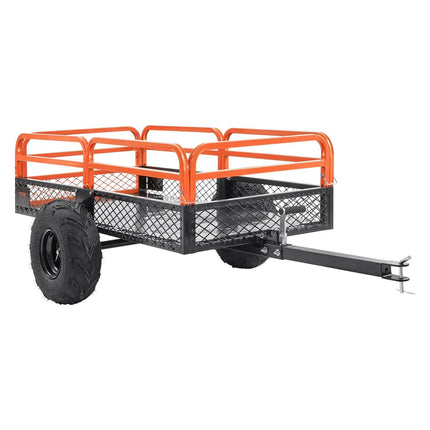 Heavy Duty Steel ATV Dump Trailer, 1500-Pound Load Capacity 15 Cubic Feet, Tow Behind Dump Cart Garden Trailer, with Removable Sides and 2 Tires, for Mowers, Tractors, ATV, UTV.