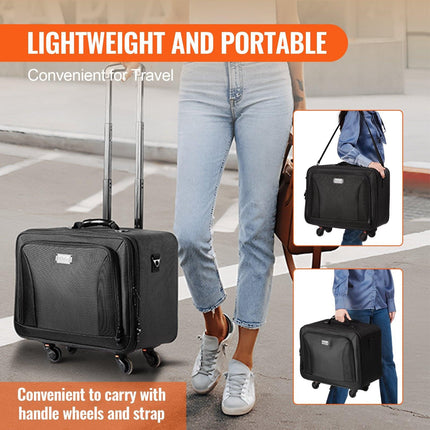 Rolling Makeup Train Case Large Storage 3 Tiers, Convenient Carry With Handle, Wheels, Strap, Professional Makeup Storage Organizer Box Make Up Carrier Waterproof Oxford, Black.