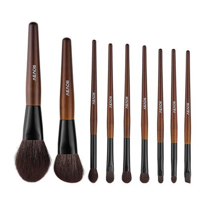 9-Piece Makeup Brush Set for Foundation Blending Eyeshadow, Professional Makeup Brush Kit with Soft Natural Wool & Vegan Synthetic Bristles, Ergonomic Wood Handle, Travel-Friendly Storage Bag.