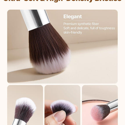 15-Piece Makeup Brush Set for Foundation Blending Eyeshadow, Professional Vegan Brushes with Soft Synthetic Bristles, Ergonomic Wood Handle & Aluminum Ferrule, Portable and Travel-Friendly.