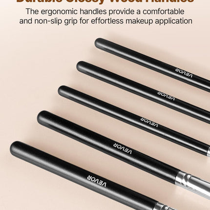15-Piece Makeup Brush Set for Foundation Blending Eyeshadow, Professional Vegan Brushes with Soft Synthetic Bristles, Ergonomic Wood Handle & Aluminum Ferrule, Portable and Travel-Friendly.