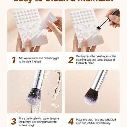 15-Piece Makeup Brush Set for Foundation Blending Eyeshadow, Professional Vegan Brushes with Soft Synthetic Bristles, Ergonomic Wood Handle & Aluminum Ferrule, Portable and Travel-Friendly.