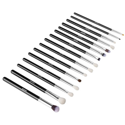 15-Piece Makeup Brush Set for Foundation Blending Eyeshadow, Professional Vegan Brushes with Soft Synthetic Bristles, Ergonomic Wood Handle & Aluminum Ferrule, Portable and Travel-Friendly.