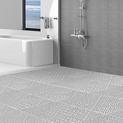 Modular Interlocking Cushion, 12 Pack 30 x 30 cm Splicing Drainage Mats, Soft PVC Interlocking Drainage Floor Tiles, Non-Slip Drainage Holes for Restroom, Bathroom, Kitchen, Pool, Wet Area, Gray.