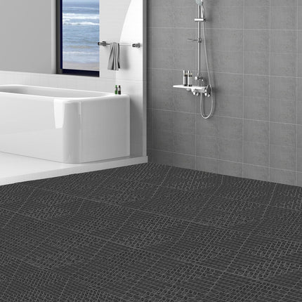 Modular Interlocking Cushion, 55 Pack 30 x 30 cm Splicing Drainage Mats, PVC Interlocking Drainage Floor Tiles, Non-Slip Drainage Holes for Restroom, Bathroom, Kitchen, Pool, Wet Area, Black.