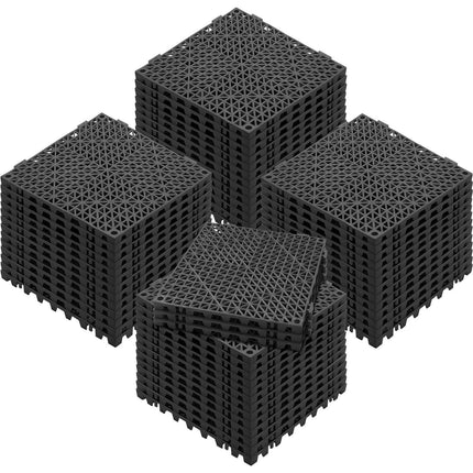 Modular Interlocking Cushion, 55 Pack 30 x 30 cm Splicing Drainage Mats, PVC Interlocking Drainage Floor Tiles, Non-Slip Drainage Holes for Restroom, Bathroom, Kitchen, Pool, Wet Area, Black.