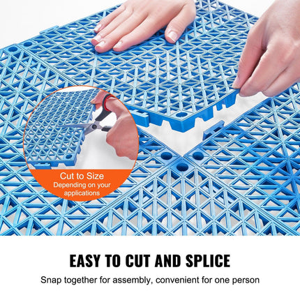 Modular Interlocking Cushion, 55 Pack 30 x 30 cm Splicing Drainage Mats, Soft PVC Interlocking Drainage Floor Tiles, Non-Slip Drainage Holes for Restroom, Bathroom, Kitchen, Pool, Wet Area, Blue.