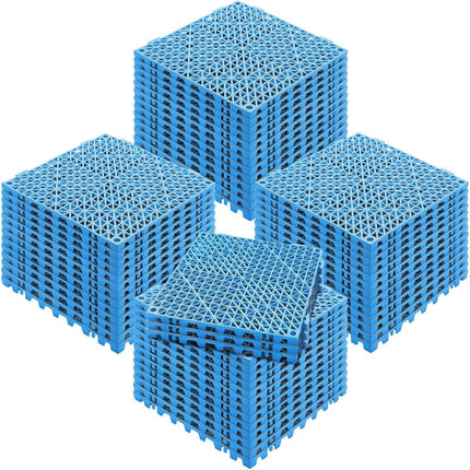 Modular Interlocking Cushion, 55 Pack 30 x 30 cm Splicing Drainage Mats, Soft PVC Interlocking Drainage Floor Tiles, Non-Slip Drainage Holes for Restroom, Bathroom, Kitchen, Pool, Wet Area, Blue.