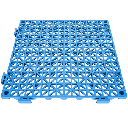 Modular Interlocking Cushion, 55 Pack 30 x 30 cm Splicing Drainage Mats, Soft PVC Interlocking Drainage Floor Tiles, Non-Slip Drainage Holes for Restroom, Bathroom, Kitchen, Pool, Wet Area, Blue.