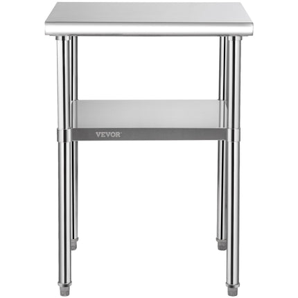 Stainless Steel Prep Table, 61 x 61 x 91.4 cm, 600lbs Load Capacity Heavy Duty Metal Worktable with Adjustable Undershelf & Universal Wheels, Commercial Workstation for Kitchen Garage Backyard.