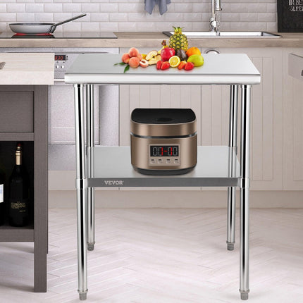 VEVOR Stainless Steel Work Prep Table Commercial Food Prep Table 30x30x36in.