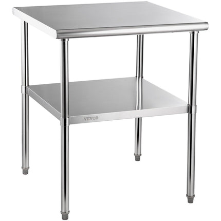VEVOR Stainless Steel Work Prep Table Commercial Food Prep Table 30x30x36in.