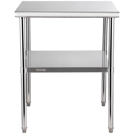 VEVOR Stainless Steel Work Prep Table Commercial Food Prep Table 30x30x36in.