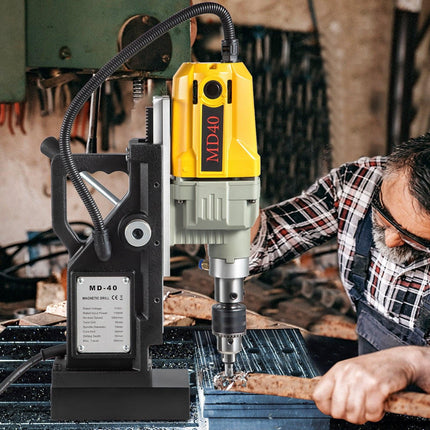 Magnetic Drill, 1100W 1.57" Boring Diameter, 2697lbf/12000N Portable Electric Mag Drill Press with 7 Bits, 580 RPM Max Speed Drilling Machine for any Surface and Home Improvement.