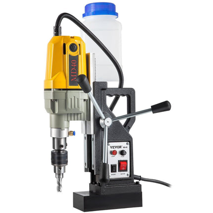 Magnetic Drill, 1100W 1.57" Boring Diameter, 2697lbf/12000N Portable Electric Mag Drill Press with 7 Bits, 580 RPM Max Speed Drilling Machine for any Surface and Home Improvement.