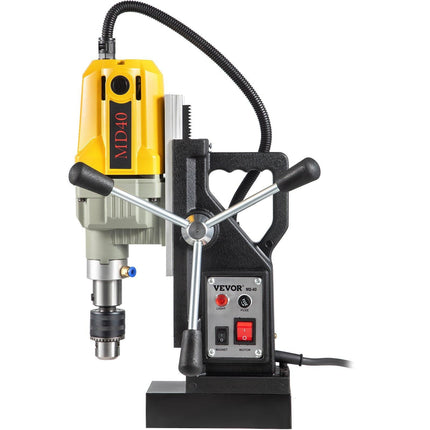 Magnetic Drill, 1100W 1.57" Boring Diameter, 2697lbf/12000N Portable Electric Mag Drill Press with 7 Bits, 580 RPM Max Speed Drilling Machine for any Surface and Home Improvement.