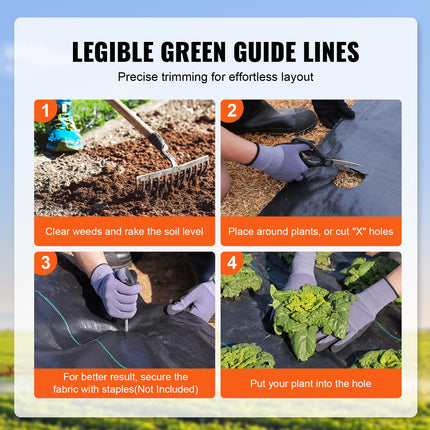 13FTx60FT Premium Heavy Duty Weed Barrier Landscape Fabric, 5OZ Woven Geotextile Fabric Under Gravel, High Permeability for Weed Blocker Weed Mat, Driveway Fabric, Weed Control Garden Cloth.