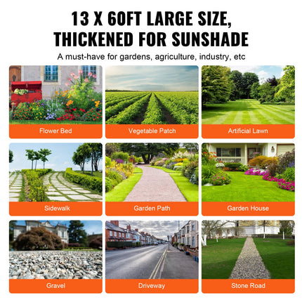 13FTx60FT Premium Heavy Duty Weed Barrier Landscape Fabric, 5OZ Woven Geotextile Fabric Under Gravel, High Permeability for Weed Blocker Weed Mat, Driveway Fabric, Weed Control Garden Cloth.