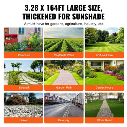 Weed Barrier Landscape Fabric, 3.28*164FT Heavy Duty Garden Weed Fabric, Woven PP Weed Control Fabric, Driveway Fabric, Geotextile Fabric for Landscaping, Ground Cover, Weed Blocker Weed Mat.
