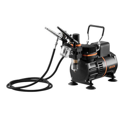 Airbrush Kit, 1/6 HP, Air Brush Kit with Air Compressor, 3 Dual-Action Professional Airbrushes with 3 Tips, Hose, Acrylic Paint, 2 Fans, Low Noise, for Cake Decorating, Model Painting, Nail Art.