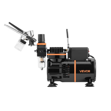 Airbrush Kit, 1/6 HP, Air Brush Kit with Air Compressor, 3 Dual-Action Professional Airbrushes with 3 Tips, Hose, Acrylic Paint, 2 Fans, Low Noise, for Cake Decorating, Model Painting, Nail Art.