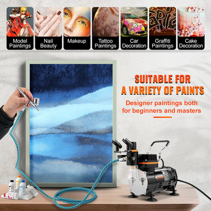 Airbrush Kit Dual-action Airbrush Compressor Art Nail Tattoo Makeup Model.