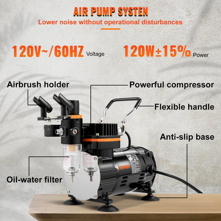 Airbrush Kit Dual-action Airbrush Compressor Art Nail Tattoo Makeup Model.