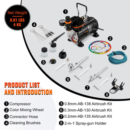 Airbrush Kit Dual-action Airbrush Compressor Art Nail Tattoo Makeup Model.