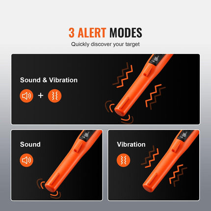 Metal Detector Pinpointer IP68 Waterproof Handheld Detector Wand with LCD.