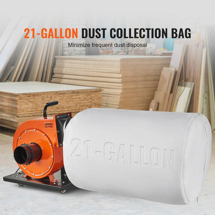 Dust Collector, 1HP 460 CFM Air Flow, Rolling Dust Collector with 80L Large Dust Collection Bag, 2.5 Micron Bag Filtration, Industrial Workshop Mobile Wood Dust Container with Handle and Wheels.