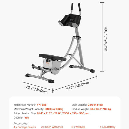 AB Workout Machine Equipment Home Gym Core Abdominal Trainers Adjustable.